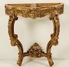 19TH C. LOUIS XV CARVED GILT WOOD CONSOLE TABLE