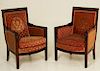 PAIR OF FRENCH DIRECTOIRE STYLE MAHOGANY FAUTEUILS