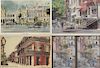 COLLECTION OF AMERICAN LANDMARK LOCALES AND STREET SCENES, HAND COLORED AND SIGNED