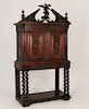 ITALIAN CARVED WALNUT CABINET ON STAND