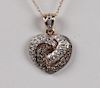 14K CHAMPAGNE AND WHITE DIAMOND HEART NECKLACE
