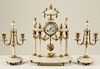 3 PIECE FRENCH MARBLE AND GILT BRONZE CLOCK SET