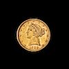 * A United States 1882 Liberty Head $5 Gold Coin