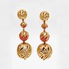 Van Cleef & Arpels 18k Gold and Coral Bead Pendant Earrings