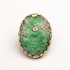14k Gold and Carved Jade Ring