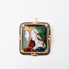 Botticelli Style 18k Gold and Limoges Style Enamel Brooch