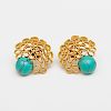 Pair of 18k Gold and Turquoise Earclips, in the Style of Andrew Grima