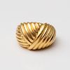 18k Gold Reeded Dome Ring