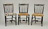 SET OF THREE FEDERAL BLACK-PAINTED AND PARCEL-GILT SIDE CHAIRS
