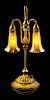 Tiffany Studios, American, Early 20th Century, Three Light Lily lamp