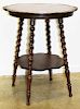 Oak barley twist leg parlor table with carved top
