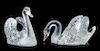 Two Lalique Swans on a Pond Length of largest 32 5/8 inches.