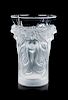 A Lalique Frosted Glass Vase Height 7 inches.