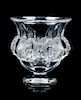 A Lalique Frosted Glass Vase Height 4 3/4 inches.