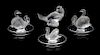Four Lalique Bird Figures Height of tallest 3 1/4 inches