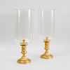 Pair of Large Louis XVI Style Gilt-Bronze and Molded Glass Photophores