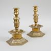 Pair of Continental Baroque Brass Candle Holders
