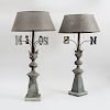 Pair of Continental Pewter Weathervanes Mounted as Lamps