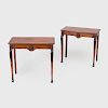 Pair of Regency Provincial Metal-Mounted Oak Small Console Tables