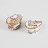 Two Meissen Gilt-Metal Mounted Porcelain Pictorial Snuff Boxes
