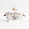 Chinese Export Famille Rose Porcelain Tureen and Cover with Rabbit Head Handles