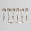 Set of Six Whiting Silver Boullion Spoons and a Marrow Spoon in the ‘Lily of the Valley’ Pattern