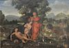 Jan I Van Kessel (Flemish, 1626-1679) oil on copper "Paradies - Landschaft mit der Erschaffung des Adam" unsigned 11" x 14 1/2"  Pro...