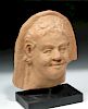 Expressive Greek Terracotta Protome of a Youth