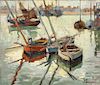 Lucien Desmare (Belgium 1905-1961), oil on canvas nautical dock scene, signed lower right