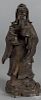 Chinese bronze figure of a man holding a child, 13 1/2'' h.