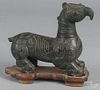 Chinese bronze griffin covered box, 8 3/4'' h.
