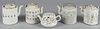 Five Chinese export porcelain teapots, tallest - 5 1/4''.