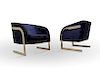 Pair of Cantilevered Chrome Framed Club Chairs