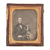 Sixth Plate Daguerrotype of Man and his Dog