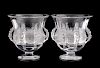 Pair of Lalique "Dampierre" Bird Art Glass Vases