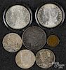 Two 1899 O Morgan silver dollars, etc.