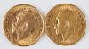 Two George V gold sovereigns.