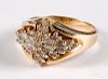 14K yellow gold and diamond cluster ring, 4.8 dwt
