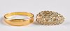 18K yellow gold wedding band and earring, 4.1 dwt