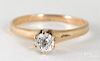 14K yellow gold diamond solitaire ring, 1.2 dwt.