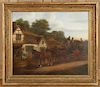 BRITISH SCHOOL HORSE DRAWN CARRIAGE OIL ON CANVAS