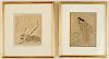 TWO ANTIQUE WOODBLOCK PRINTS ONE BY HOSODA EISHI