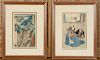 TWO SIGNED ANTIQUE JAPANESE WOOD BLOCK PRINTS