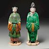 Pair Chinese Sancai pottery tomb figures