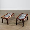 Pair Chinese inlaid hardwood tables
