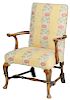 A Queen Anne Style Upholstered Arm Chair