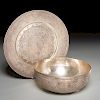 Large Persian silver bowl and underplate