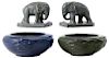 Art Pottery Elephant Bookends, Two Low Bowls