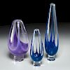 (3) Vicke Lindstrand clear and cased glass vases