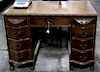 An American Mahogany Pedestal Desk, Height 30 x width 42 x depth 20 1/2 inches.